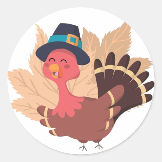 Thanksgiving Turkije Ronde Sticker (Voorkant)