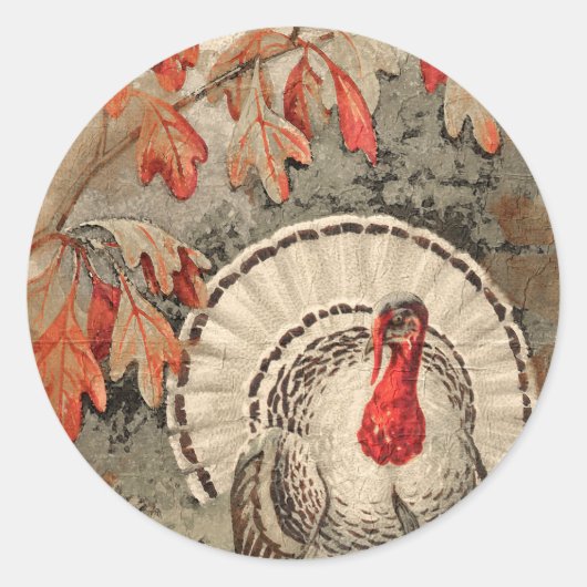Thanksgiving Turkije Ronde Sticker (Voorkant)