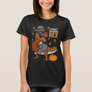 Thanksgiving Turkije Saurus T Rex Pilgrim Dinosaur T-shirt