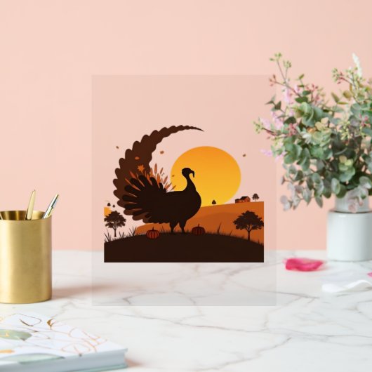 Thanksgiving Turkije Silhouet – Sunset Harvest SC Acryl Bord (Huwelijk)