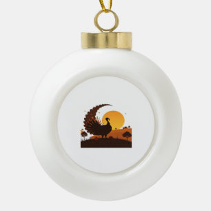 Thanksgiving Turkije Silhouet – Sunset Harvest SC Keramische Bal Ornament