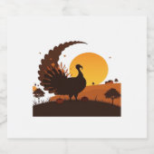 Thanksgiving Turkije Silhouet – Sunset Harvest SC Sparkling Wijnetiket (Enkel label)