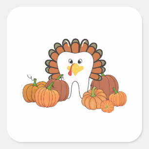Thanksgiving Turkije Tandheelkundige tandarts Vierkante Sticker