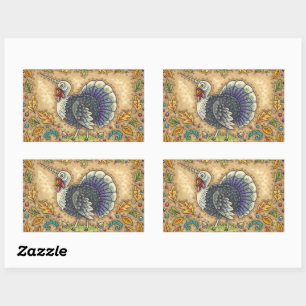 THANKSGIVING TURKIJE UNICORN, WEEFSELS RECHTHOEKIGE STICKER