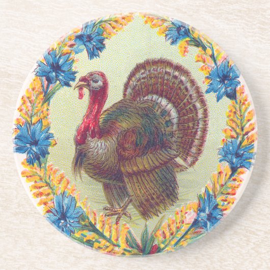 Thanksgiving Turkije Zandsteen Onderzetter (Voorkant)