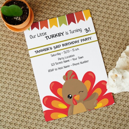 Thanksgiving Turquie Anniversaire Invitation