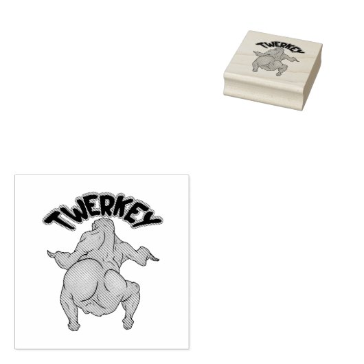 Thanksgiving Twerkey Houten Stempel (Gestempeld)