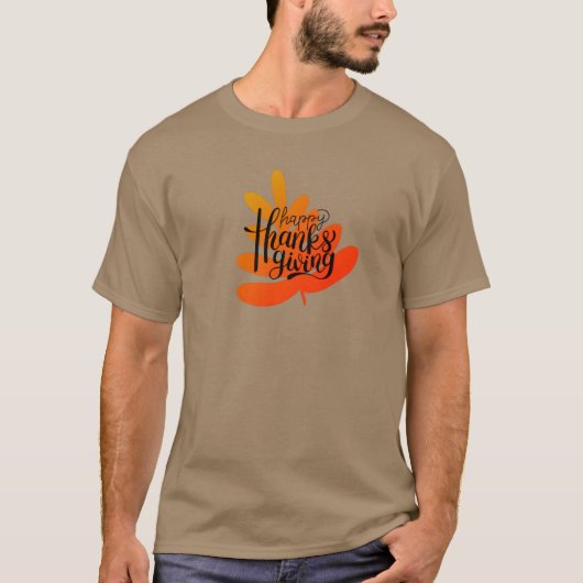 Thanksgiving typografie met herfst blad t-shirt (Voorkant)