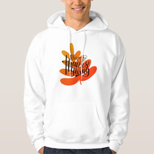 Thanksgiving Typografie met Herfst Leaf Hoodie (Voorkant)