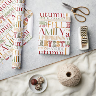 Thanksgiving Typography Design Wrapping Paper Cadeaupapier