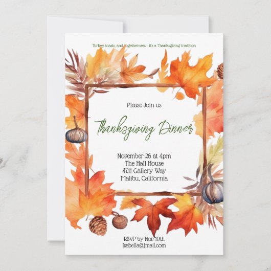 Thanksgiving Uitnodiging (Voorkant)