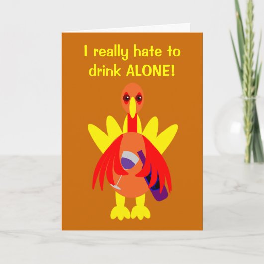 Thanksgiving Uitnodiging Grappig Wijndrinken Turki (Voorkant)
