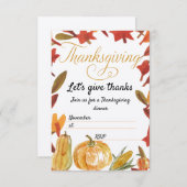 Thanksgiving uitnodiging met RSVP Informatiekaartje (Voorkant / Achterkant)