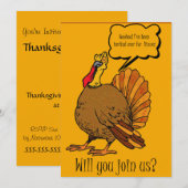 Thanksgiving uitnodiging tot het avondeten - Funny (Voorkant / Achterkant)