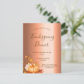Thanksgiving uitnodiging voor pumpkin koperen (Staand voorkant)