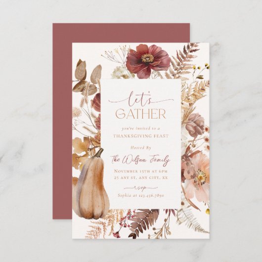 Thanksgiving uitnodiging Vriendschapsdiner (Voorkant / Achterkant)