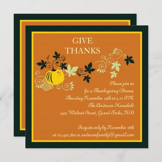 Thanksgiving uitnodigingen tot het indienen van oo (Voorkant / Achterkant)