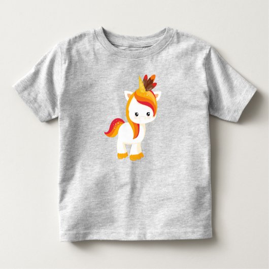 Thanksgiving Unicorn, Cute Unicorn, Feathers Kinder Shirts (Voorkant)