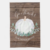 Thanksgiving van pompoenschuur theedoek (Verticaal)