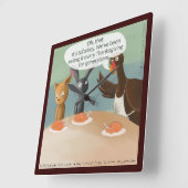 Thanksgiving Vegan Funny Square Wall klok (Hoek)