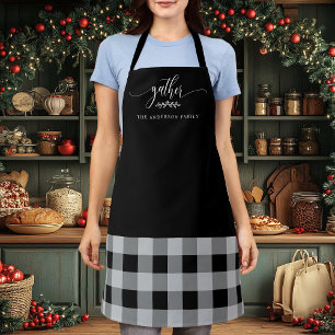 Thanksgiving Verzamel Herfst Zwart & Wit Geruit Schort