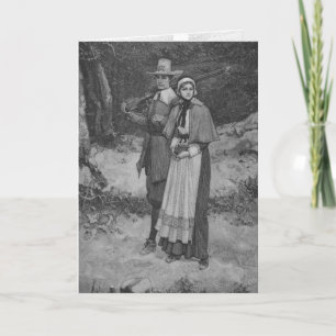 Thanksgiving - verzegeling - Pilgrim Couple Feestdagen Kaart