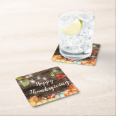 Thanksgiving Vierkante Kartonnen Onderzetter (Insitu)