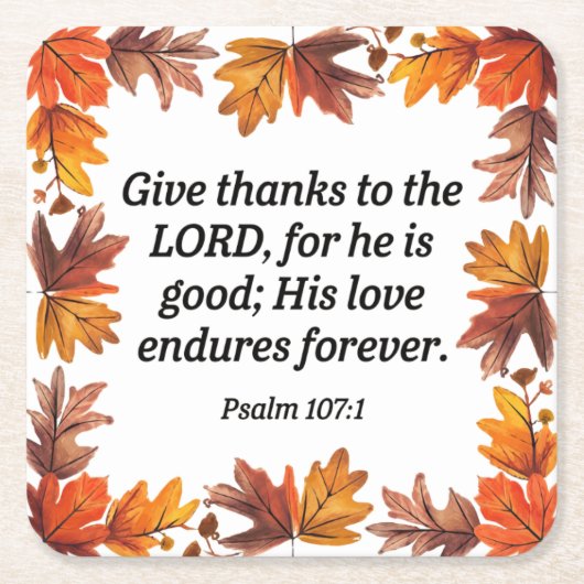 Thanksgiving Vierkante Kartonnen Onderzetter (Voorkant)