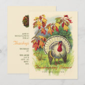 Thanksgiving Vintage Turkije Uitnodiging (Voorkant / Achterkant)