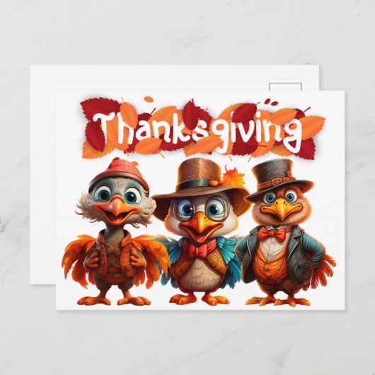 Thanksgiving vogels briefkaart (Voorkant / Achterkant)