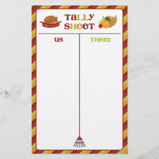 Thanksgiving voor bunco Party-spellijst (Voorkant)