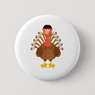 Thanksgiving voor ijshockey Funny Turkey Ice Ronde Button 5,7 Cm