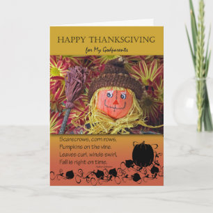 Thanksgiving voor peetouders, Schattigee vogelvers Feestdagen Kaart