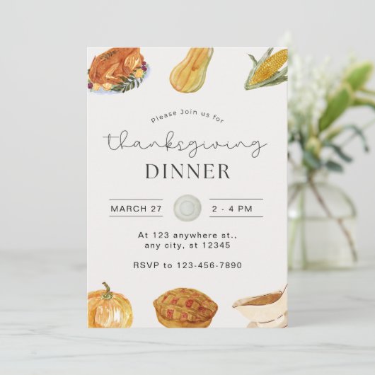 Thanksgiving Vriendsgiving Dinner Invitation Kaart (Staand voorkant)