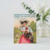  Thanksgiving vrouw en Turkije Briefkaart (Staand voorkant)