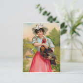  Thanksgiving vrouw en Turkije Briefkaart (Staand voorkant)