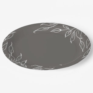 Thanksgiving Warm Grey Leaf Motif Papieren Bordje