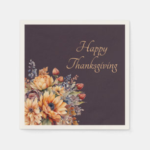 Thanksgiving-Watercolor Bloemen-Paars- Servet