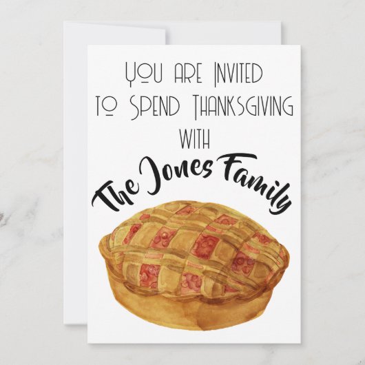 Thanksgiving Watercolor Cherry Pie Invitation (Devant)
