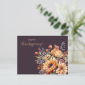 Thanksgiving-Waterverf Bloemen- Briefkaart (Staand voorkant)