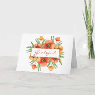 Thanksgiving Waterverf Grateful Floral Feestdagen Kaart