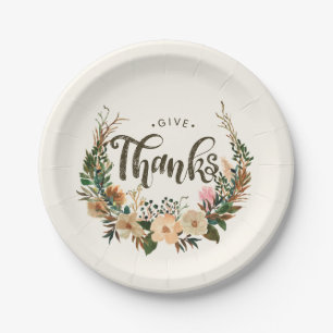 Thanksgiving Waterverf Herfst Floral Boho krans Papieren Bordje