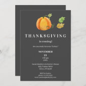Thanksgiving Waterverf pompoen - donkergrijs Kaart (Voorkant / Achterkant)