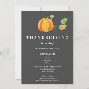 Thanksgiving Waterverf pompoen - donkergrijs Kaart