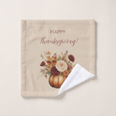 Thanksgiving-Waterverf Pompoen en Bloemen Bad Handdoek (Wasdoekje)