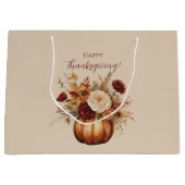 Thanksgiving-Waterverf Pompoen en Bloemen- Groot Cadeauzakje (Voorkant)