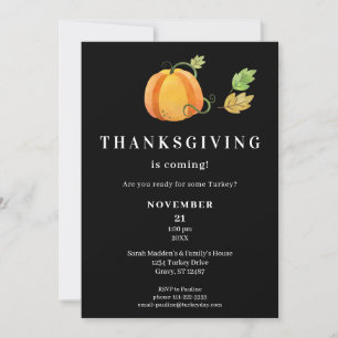 Thanksgiving Waterverf pompoen - zwart Kaart