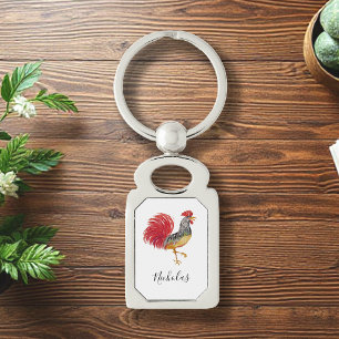 Thanksgiving Waterverf Rooster gepersonaliseerd Sleutelhanger