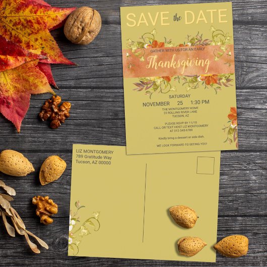 Thanksgiving Waterverf Rustic Greenery Leaves Briefkaart