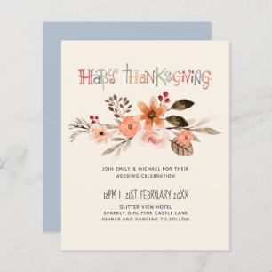 Thanksgiving Wedding Invitting Dusty Blue Oranje